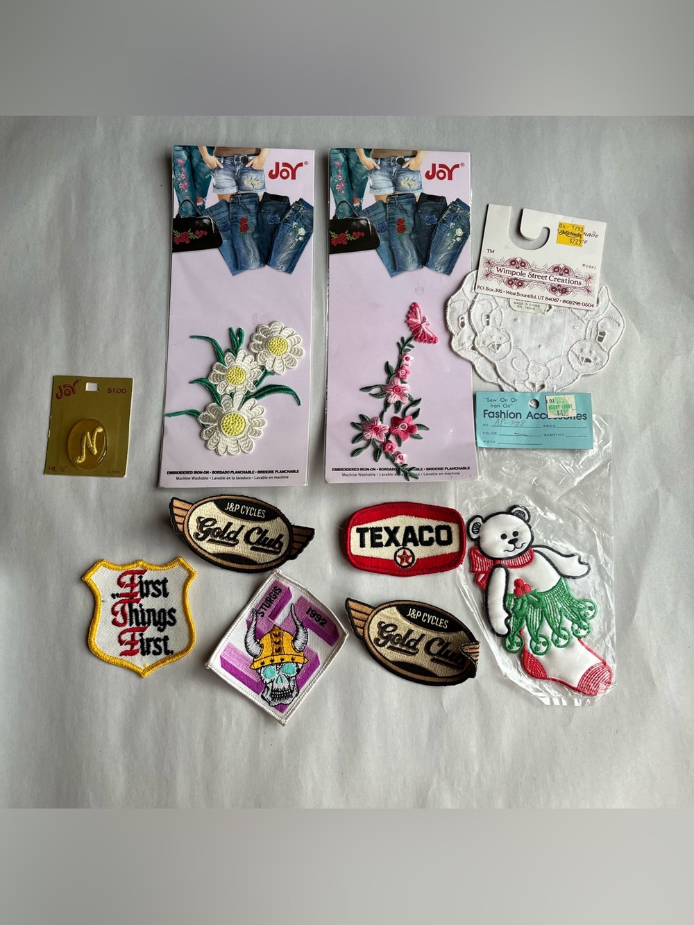 Modern Vintage Fabric Patches Appliques Multi Themed Bundle of 10